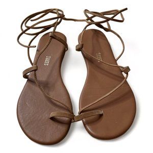 Tkee's Brown Flat Strappy Sandals, size 9, NWOT